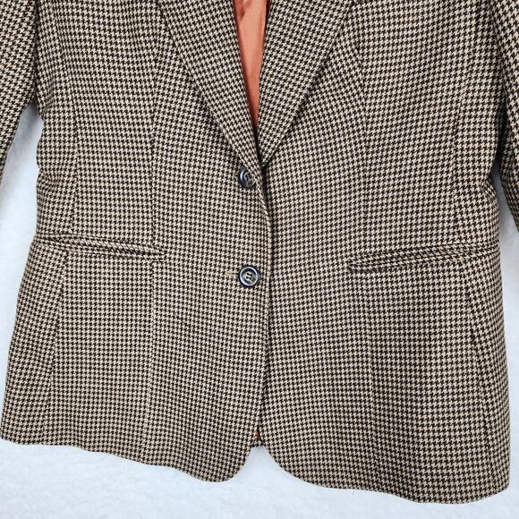 Vintage Evan Picone Womens Hounnd Tooth Blazer Brown/Tan Career Preppy SZ 8 - Picture 3 of 9